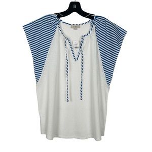 LOFT outlet short wide sleeve striped blouse casual modest woman's XL NEW W TAG